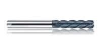Skillet-shaped four-blade round nose end mills